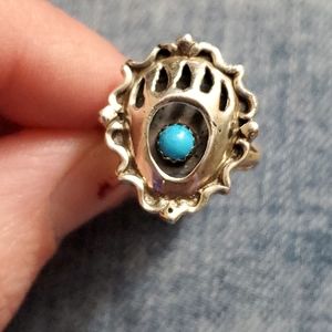 Navajo sterling silver andTurquoise Bear Paw Ring
